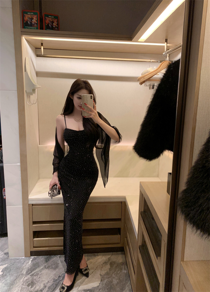 Sexy Mesh Spliced Cami Bodycon Dress for Women - Image 4