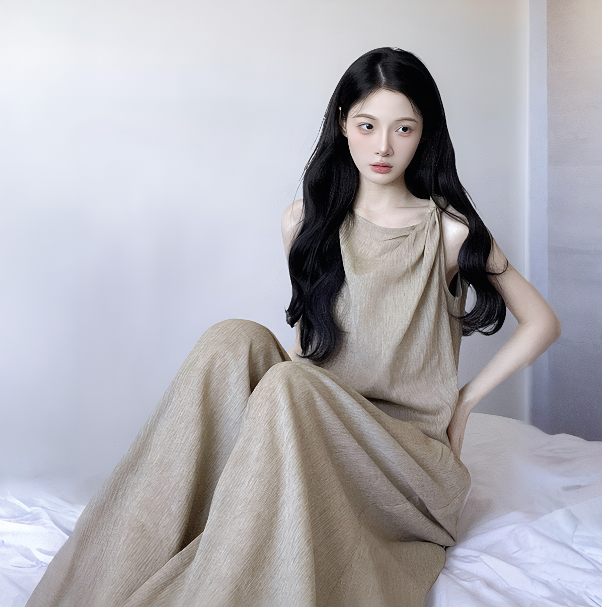 Women's Summer Linen Wide-Leg Pants Set - Light Luxury Two-Piece Outfit - Image 4
