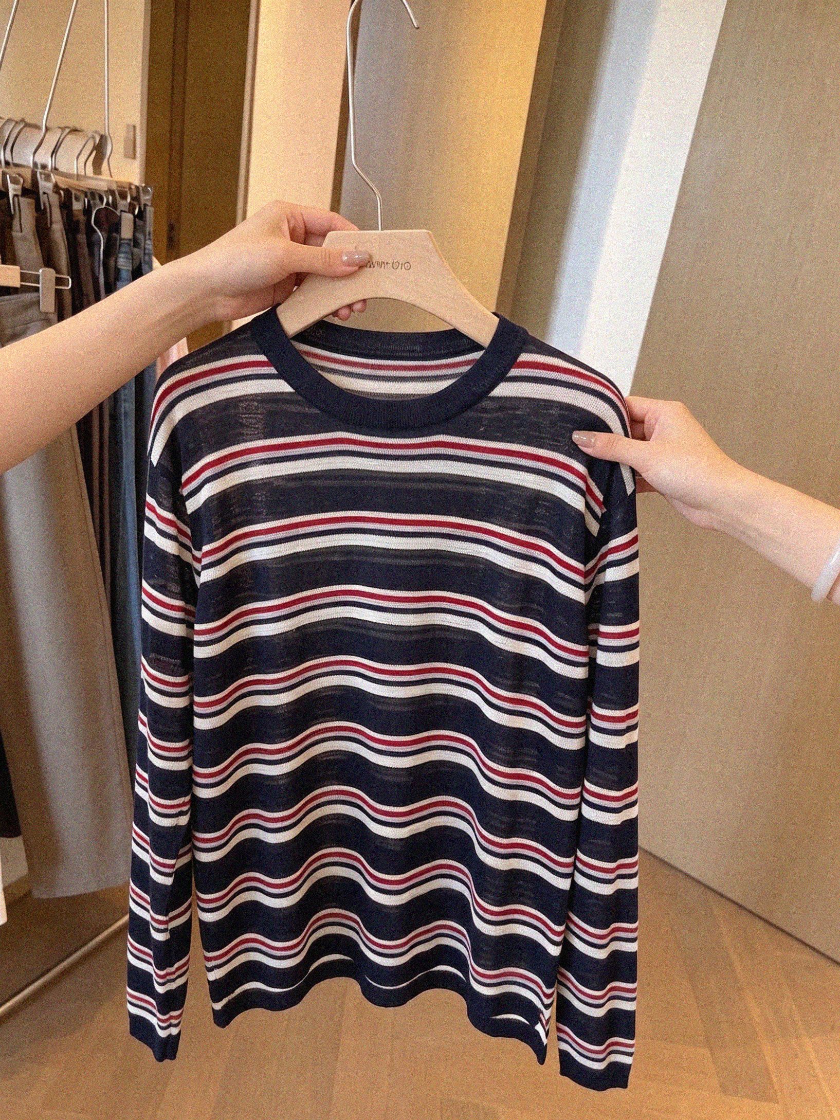 2026 Autumn Vintage Striped Long Sleeve Knit Top for Women Relaxed Sun Protection Outer Layer - Image 2